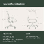 Branch Ergonomic Chair Pro - Mesh Office Chair with 14 Points of Adjustment - Height, Depth & Tilt Adjustable - 5D Armrests - Forward Tilt, Smooth Recline, and Lumbar Support - Shore