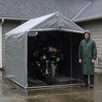 Bike Storage Shed Tent,8 * 6 * 6.2ft Outdoor Storage Shed, Carport, Canopy Shelter with 160g PE Fabric Coated with Silver Waterproof,Bike Covers Shelter for Bicycles,Garden Tools,Various Tools