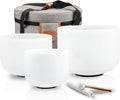 RYAN DVAN 432HZ Crystal Singing Bowl Set of 3, 6"B Crown, 7"A Third Eye, 8"G Throat with Case Suede Striker&O-Ring Sound Therapy for Yoga, Reiki, Chakra Healing Energy Tuning&Mindfulness Kit