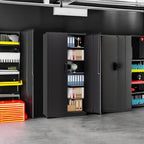 Metal Garage Storage Cabinet,Tall Black Cabinet with Doors and Adjustbale Shelves,Lockable Tool Cabinet for Garage,Basement,Home Office