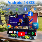 27 Inch Portable Smart TV  Android 14 OS  Built-in Battery Powered  FHD HDR Display  60Hz Refresh Rate  Dolby Audio  WiFi  Chromecast  Voice Remote  for Bedroom  Game Day Parties  Camping & Travel