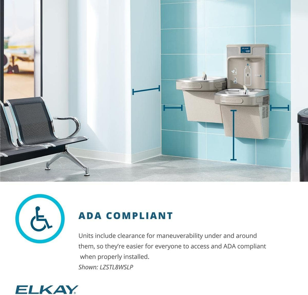 Elkay LZS8WSLK Filtered Fountain & EZH2O Bottle Filling Station, Lt. Gray, 120V