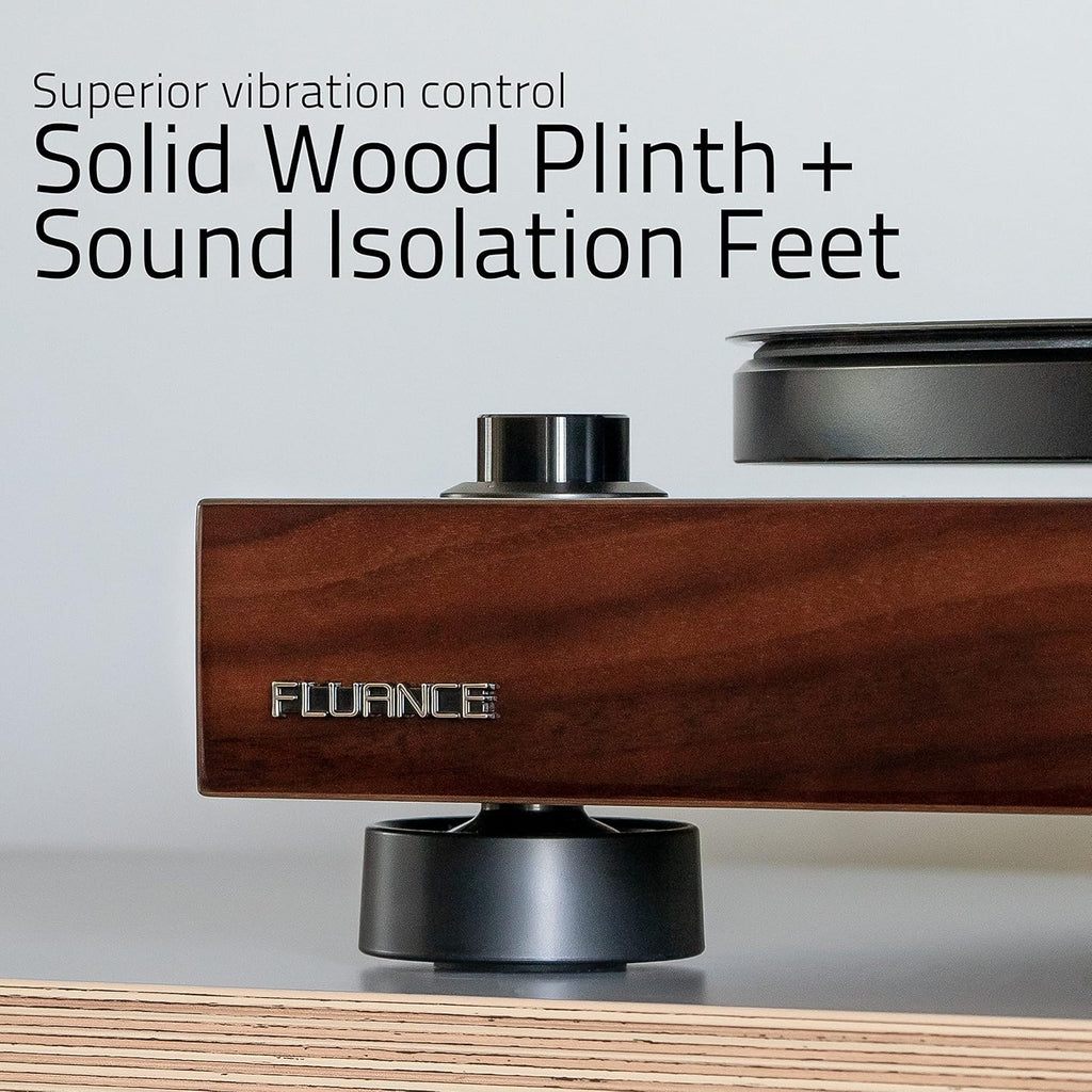 Fluance RT81 Elite High Fidelity Vinyl Turntable Record Player with Audio Technica AT95E Cartridge  Belt Drive  Built-in Preamp  Adjustable Counterweight  High Mass MDF Wood Plinth - Walnut