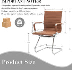 CIMOTA Waiting Room Chairs Leather Office Guest Chair Mid Back Reception Chairs with Sled Base for Meeting/Patient/Conference Room, Coffee Set of 8