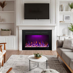 Electric Fireplace Inserts with 3 Flame & Top Light Color, Recessed Fireplace Heater with Thermostat, 750/1500W, Crackling Sound, Logs & Crystals, Timer, 32.2" W x 19.6" H Rear