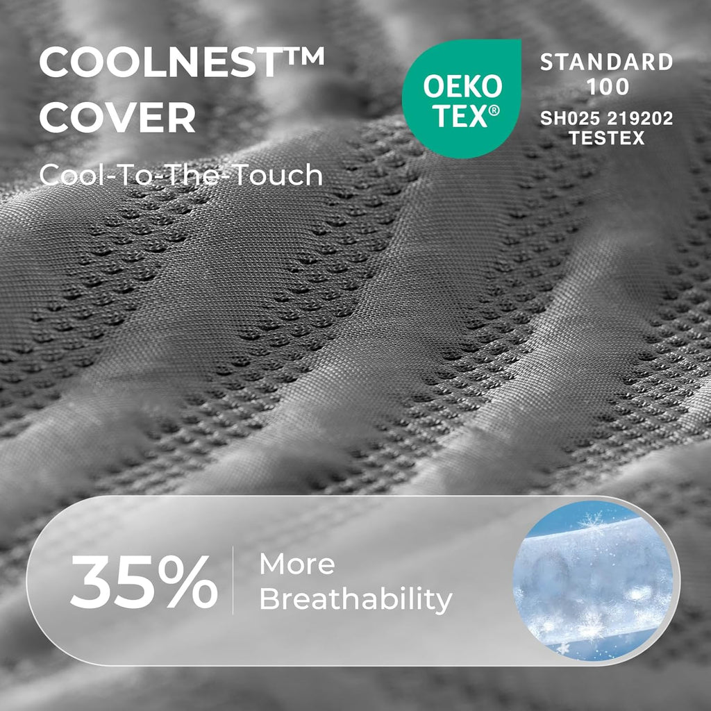 Sweetnight CoolNest Queen Mattress, 14 inch Cooling Queen Size Memory Foam Mattress for Cool Night Sleep, 5-Zone Ergo Support for Pressure Relief, Medium, CertiPUR-US Certified