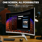 CRUA 32" Curved Gaming Monitor  144Hz/160Hz 4K UHD(3840 * 2160P) 1500R VA Screen  Supports AMD Freesync  120% sRGB  Built-in Speakers  RGB Lighting  Wall Mountable Installs(HDMI 2.1/DP 1.4)-White