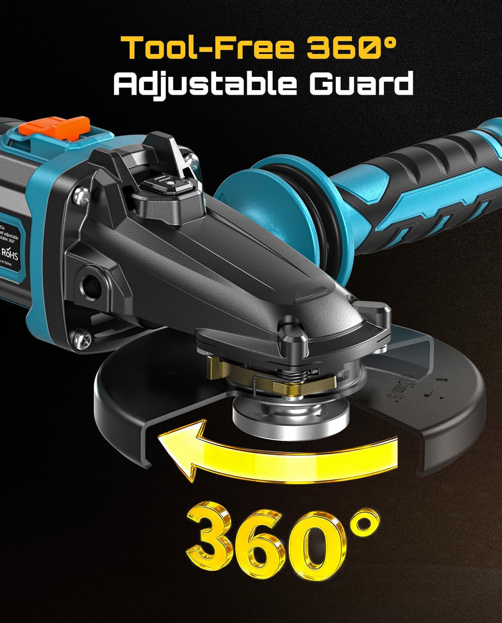 SEESII Flathead Brushless Angle Grinder, 21V Cordless Variable Speed Grinder Kit 5.0Ah Battery+Charger, 4-1/2 to 5" Cut Off Tool, 6-Speed, 20ms Brake+Drop Protection for Metal Cutting, Auto Body, DIY