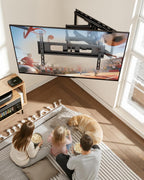 Pegzone Full Motion TV Wall Mount for 37-90 Inch TVs up to 176lbs, 25.4" Extension, Swivel Heavy Duty TV Bracket, Sliding Dual Arms for Off-Center Studs, Fits 16"/ 18" /24" Wood Studs, VESA 600x400