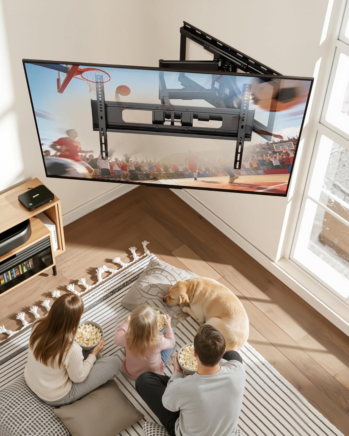 Pegzone Full Motion TV Wall Mount for 37-90 Inch TVs up to 176lbs, 25.4" Extension, Swivel Heavy Duty TV Bracket, Sliding Dual Arms for Off-Center Studs, Fits 16"/ 18" /24" Wood Studs, VESA 600x400