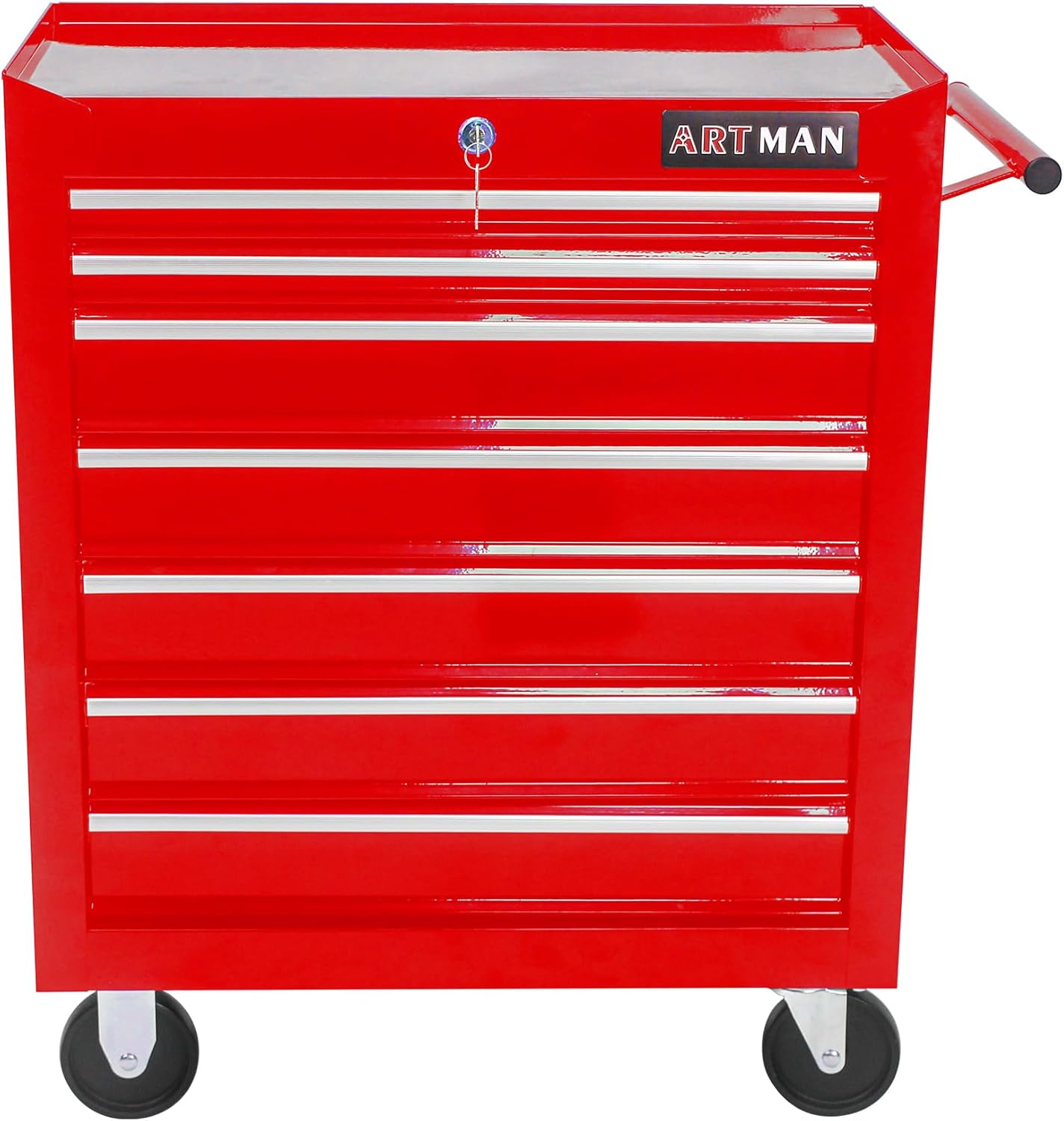 7 Drawers Rolling Tool Cart on Wheels, Multifunctional Organizer Tool Chest Tool Case, Trolley Tool Storage Tool Box for Workshop,Garage,Repair Shop (7 Drawers 24.2" W×12.9" D×29.9" H-Red)