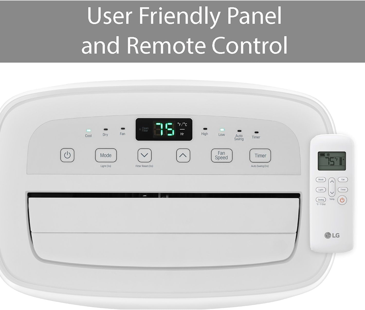 LG 6,000 BTU DOE 8,000 BTU ASHRAE Portable Air Conditioner, 115V, Cools 250 Sq.Ft. (10' x 25' Room Size), Quiet Operation, LCD Remote Control, and Window Installation Kit, White