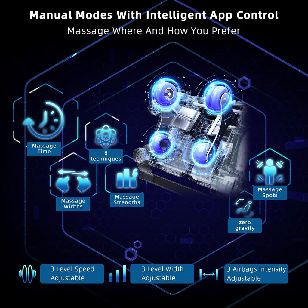 MYTHIA 2026 A303C Massage Chair, Full Body Zero Gravity Recliner with SL Track, Body Scan, 12 Auto Modes, Lumbar Heat, Bluetooth App, Wireless Charge, and Foot Rollers for Home and Office (Black)