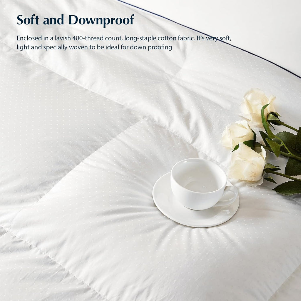 Pacific Coast Comforter King Size, Filled in White Goose Down Bedding Comforter King Size .All Season White Luxury Hotel Fluffy Duvet Insert, 106"x90"