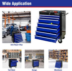 7 Drawers Rolling Tool Cart on Wheels, Multifunctional Organizer Tool Chest Tool Case , Trolley Tool Storage Tool Box for Workshop,Garage,Repair Shop (7 Drawers 24.2"W×12.9"D×29.9"H-Black&Blue)