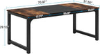 LITTLE TREE 70.9 Inch Large Dining Table Rectangular Kitchen Furniture for 6 to 8 People, Brown+Black
