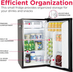 FRIGIDAIRE EFR376-BLACK 3.1 Cu Ft Black Retro Bar Fridge with Side Bottle Opener