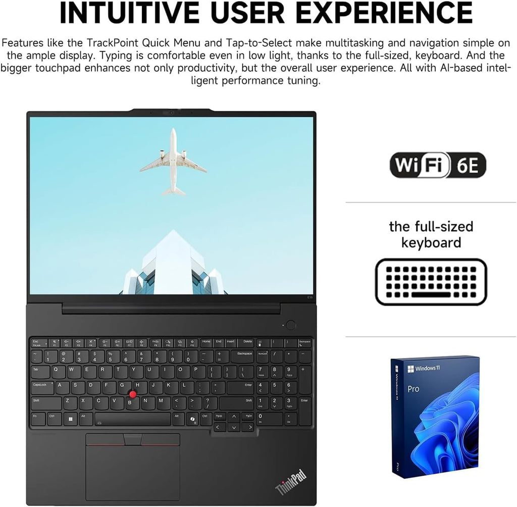 Lenovo ThinkPad E16 Business Laptop  16" FHD+ Anti-Glare Touchscreen  AMD Ryzen 5 7535U  32GB DDR5  1TB SSD  Wi-Fi 6E  Fingerprint  Backlit  Webcam  Windows 11 Pro  Bundle with 7-in-1 USB-C Hub