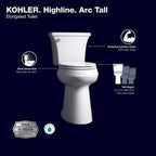 KOHLER Highline Arc Extra Tall Elongated Toilet 1.28 GPF White with Seat