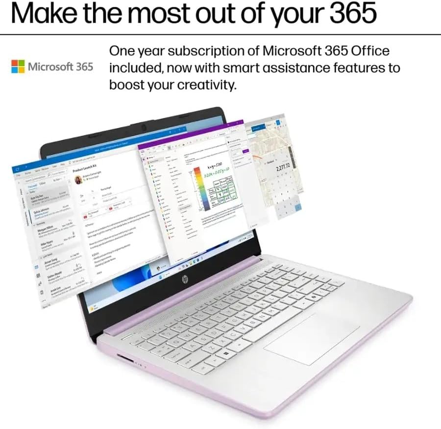 HP Stream 14 Student Business Laptop  Microsoft Office 365  Copilot AI  4GB RAM  128GB UFS  1TB Cloud Storage  Intel N150 Processor(Quad-core)  Honey Lavender  Windows 11 Home  with 5ave Kit