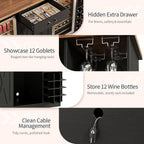 78.74" Large Coffee Bar Cabinet with Fridge Space, Mini Fridge Cabinet with Storage, Liquor Cabinet with Wine Rack Glass Holder Power Outlets for Living Room, Kitchen, Black KTSR003B