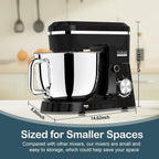 Electric Stand Mixer with 6.5QT Bowl with Handle, Kitchen Mixer with Tilting Head for Bread Dough and Cake with Dough Hook, Whisk, Splash Guard and Egg Separator (Black)