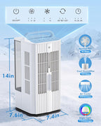 4-in-1 Portable Air Conditioners: 1700ml Tank Mini Air Conditioner with 120° Oscillating 16.5ft Remote - Evaporative Air Cooler with 3 Speed & 7 Lights 1-7H Timer - Portable AC Unit for Bedroom