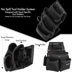 FUERI Leather Tool Belts with Suspender for Men, Heavy-Duty Durable Carpenter Tool Rig Organizer With 19 Pockets-2 Pouches, Padded Suspender, Hammer Holder, D-Loops & Foam-Padded Belt Electricians