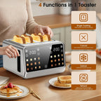 Toaster 4 Slice, Digital Smart Dual Control Touchscreen, Stainless Steel, TAC1001-UL