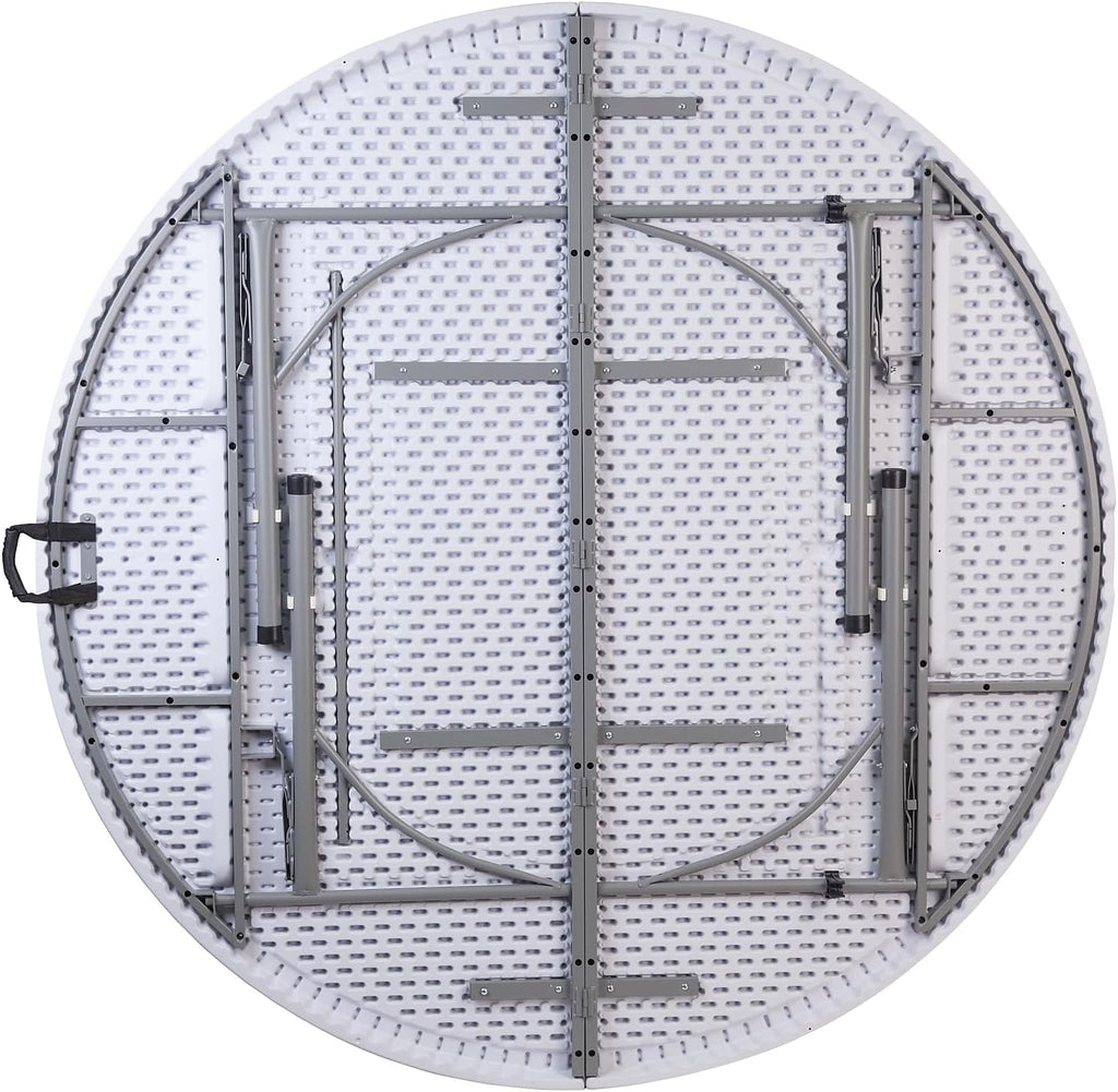 Flash Furniture Kathryn 5.89-Foot Round Bi-Fold Granite White Plastic Banquet and Event Folding Table with Carrying Handle