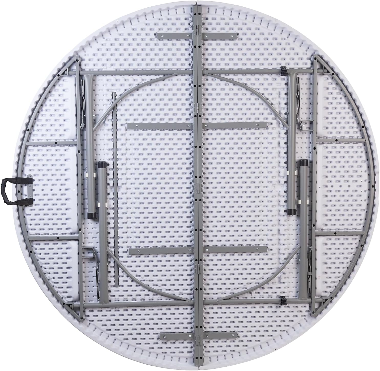 Flash Furniture Kathryn 5.89-Foot Round Bi-Fold Granite White Plastic Banquet and Event Folding Table with Carrying Handle
