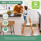 Guidecraft Kitchen Helper Flex Toddler Tower Step Stool for Kids and Adults - White: Adjustable and Foldable Wood Step Stool