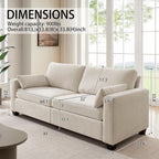 Modern Loveseat Sofa for Living Room, Spring Cushions, Removable Cover, Solid Wood Frame, Wide Armrest, Chenille Fabric Recliner Couches for Small Space