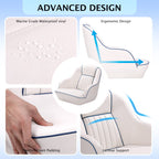 Pontoon Boat Seat, Captains Bucket Boat Seat, Back Folding Boat, Boat Cabin Seating – White & Blue