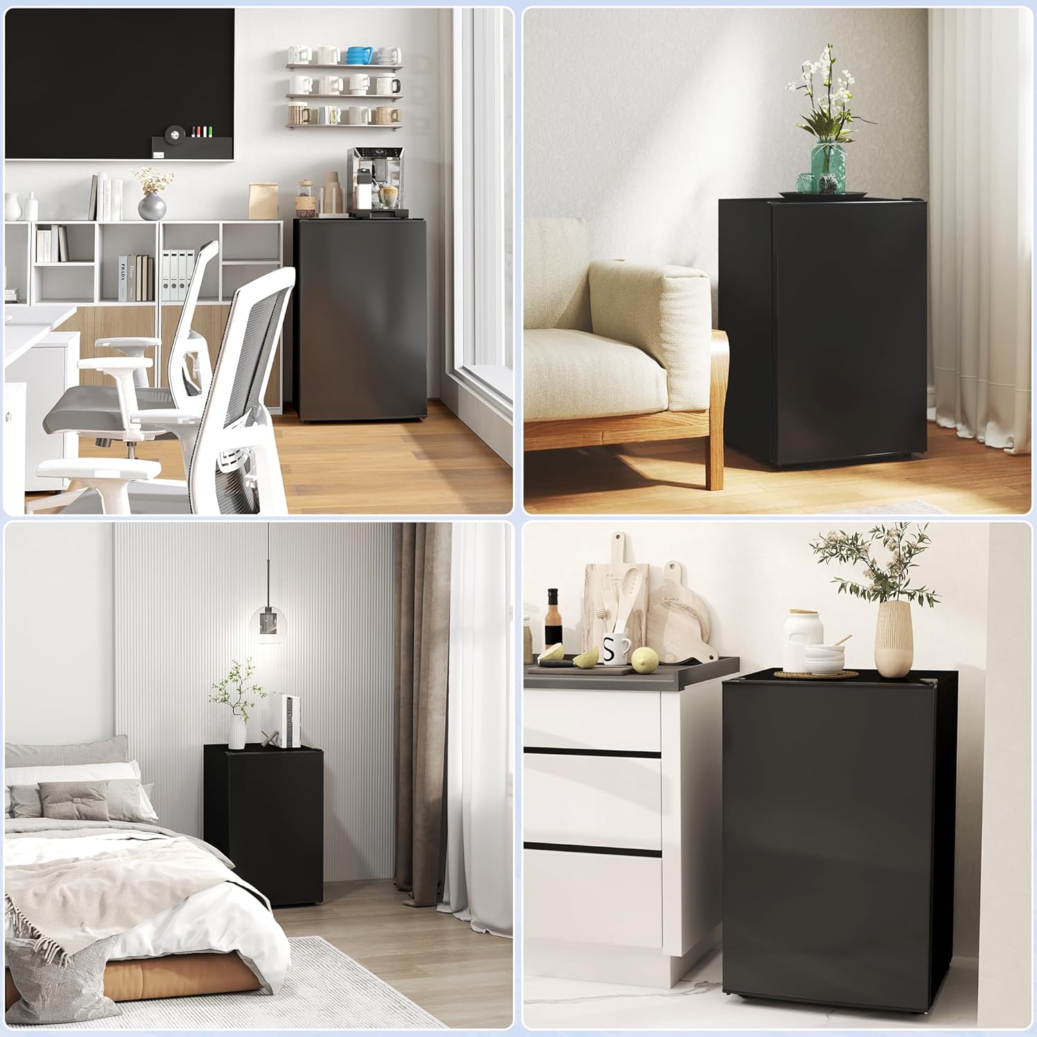 HOMCOM Mini Fridge with Freezer, 4.5 Cu.Ft Small Refrigerator with Adjustable Thermostat, Energy Efficient, Low Noise, Mini Refrigerator for Bedroom, Dorm, Office, Black