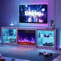 70" Fireplace TV Stand for TVs up to 80 Inches with 23'' Electric Fireplace Insert, Entertainment Center for Living Room, Gray