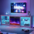70" Fireplace TV Stand for TVs up to 80 Inches with 23'' Electric Fireplace Insert, Entertainment Center for Living Room, Gray