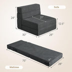 Nigoone Folding Sofa Bed Single Size with Pillow Memory Foam Convertible Sleeper Chair Floor Couch Futon Lazy for Living Room Home Office Guest Beds Apartment Upstairs Loft, Dark Gray