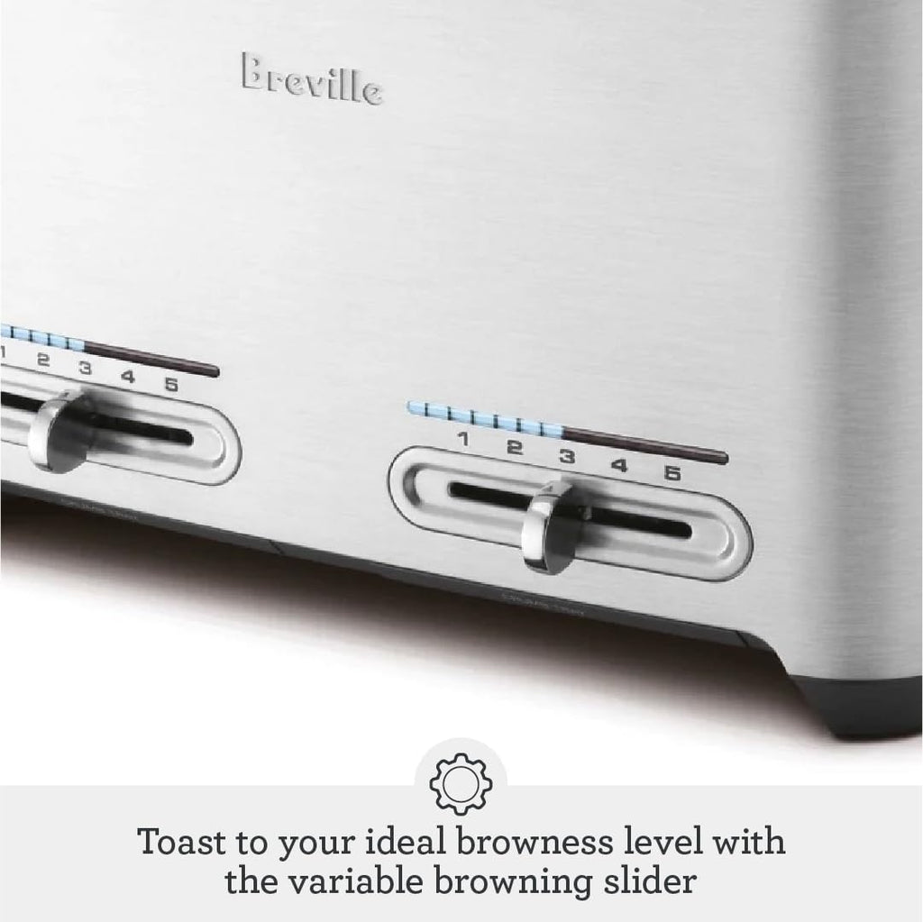 Breville BTA840XL Die-Cast Smart Toaster, 4 Slice, Brushed Stainless Steel
