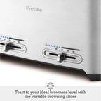 Breville BTA840XL Die-Cast Smart Toaster, 4 Slice, Brushed Stainless Steel