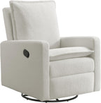 Oxford Baby Uptown Upholstered Glider Recliner Rocking Chair 360° Swivel for Nursery and Living Room – Boucle White