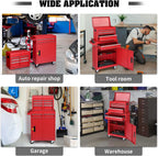 Winado 4-Drawer Rolling Tool Chest with Wheels & Lock, Tool Box with Large Storage Cabinet and Adjustable Shelf, Removable Portable Top Box for Garage, Warehouse, Factory (Red)