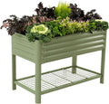 Elevated Raised Garden Bed-V Series  2' x 4' Garden Beds with Legs & Storage Rack for Patio Porch  700 Lbs Weight Capacity  Outdoor Planter Boxes for Gardening Herbs Vegetables Flowers  Olive Green