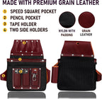 FUERI Electrician's Heavy Duty 26 Pocket Leather-Nylon Tool Belt & Bag Combo for Men, Comfort Back Support Padded Belt, 2 Large Storage Capacity Pouches, Best for Framers, Carpenter, Roofing