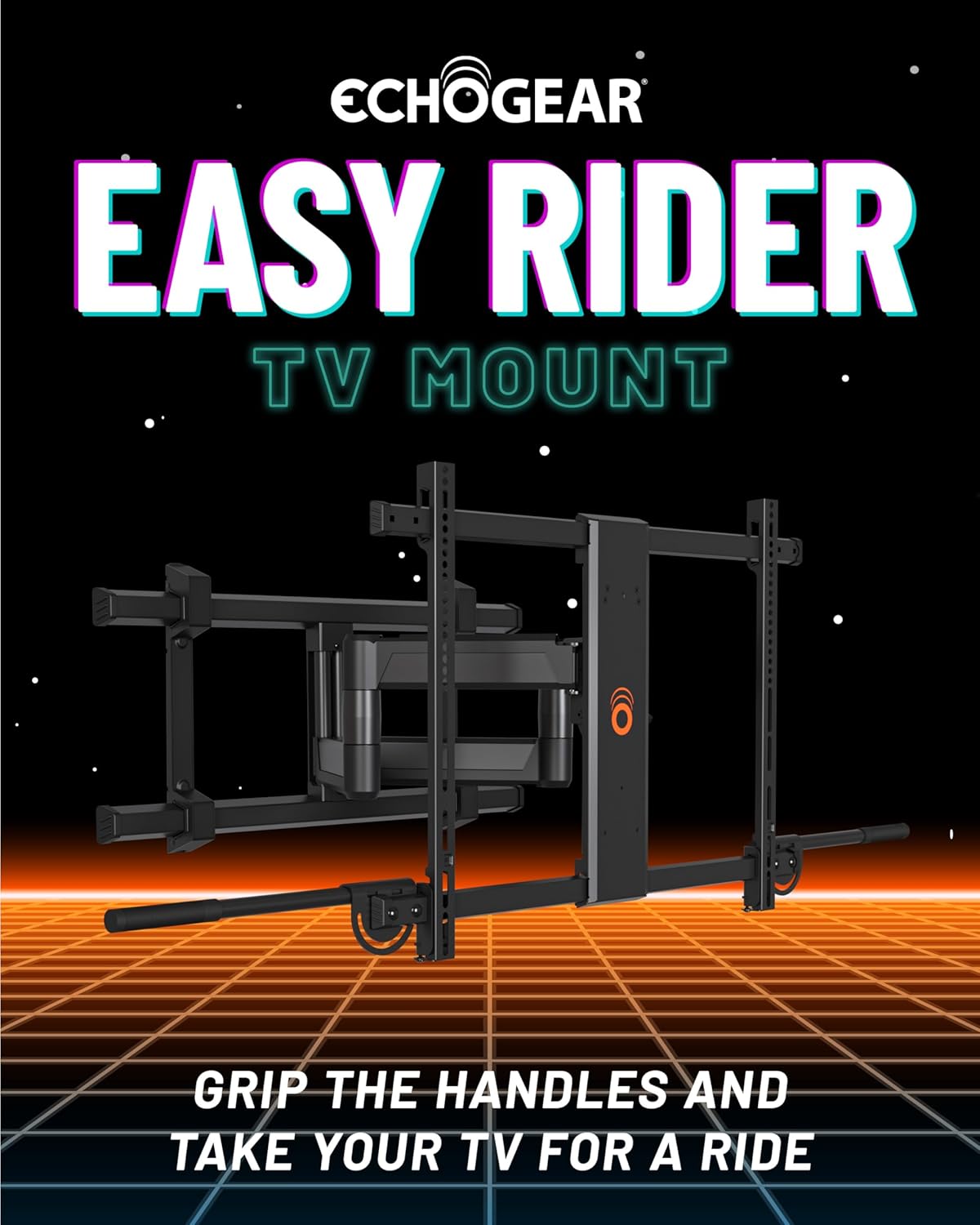 ECHOGEAR XL TV Wall Mount for Screens Up to 90" - Full Motion TV Bracket w/Handles to Extend, Swivel & Tilt Screen for No Fingerprints - Easy DIY w/Included Hardware - Perfect for QLED & OLED TVs