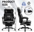 400lbs Executive Office Chair with Foot Rest for Heavy People, Ergonomic Big and Tall Desk Chair with Adjustable Headrest, High Back PU Leather Comfy Heavy Duty Computer Chair with Spring Cushion