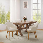 Wooden Dining Chairs Set of 4, Modern Fabric Upholstered Dining Room Chair, Kitchen Side Chairs, Farmhouse Dinner Chair with Open Back for Kitchen, Beige