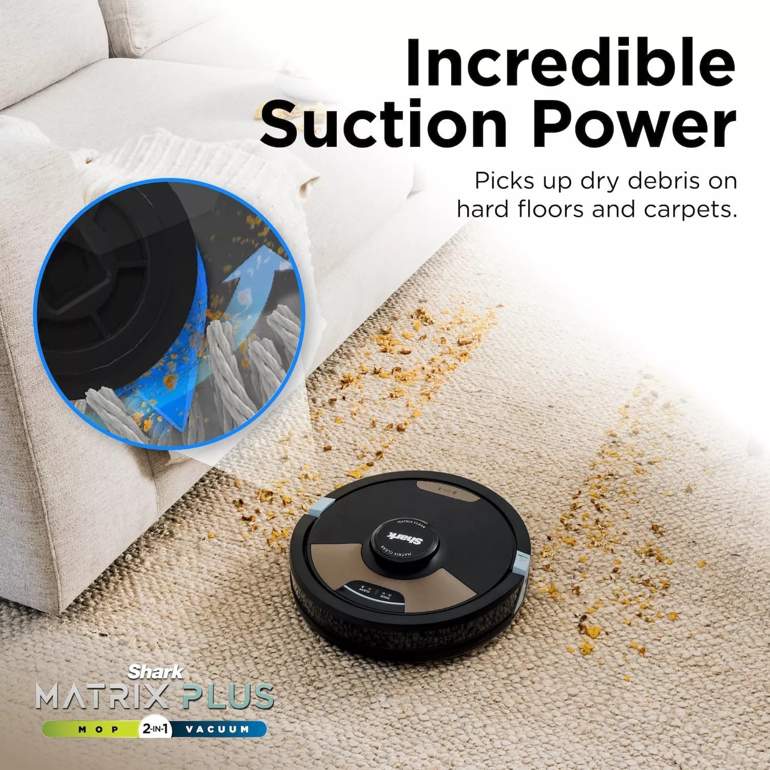 Shark Matrix Plus 2-in-1 Robot Vacuum & Sonic Mop, Home Mapping, HEPA Bagless Self Empty Base with 30-Day Capacity, CleanEdge, for Pet Hair, WiFi, UR2650WS (Renewed)