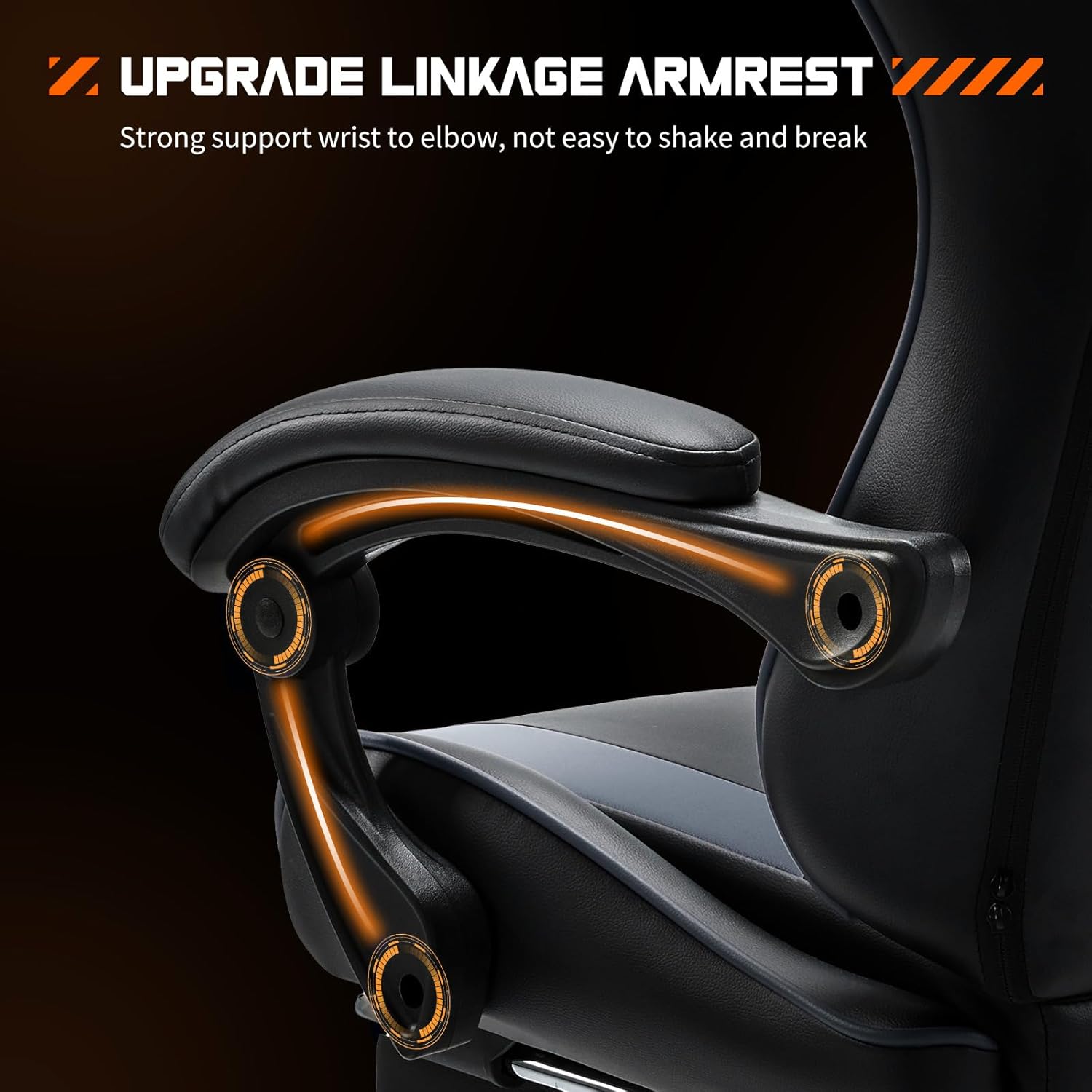 Sweetcrispy Computer Gaming Chair with Footrest, Ergonomic High Back PU Leather Video Racing Chair with Adjustable Headrest & Linkage Armrest, for Office and Home, Adults, Grey