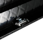 confote 60 Inch Heavy Duty Aluminum Pickup Truck Tool Box Aluminum Stripes Pattern Truck Bed RV Trailer Toolbox Waterproof Storage Organizer with Lock and Keys L-shape -Black